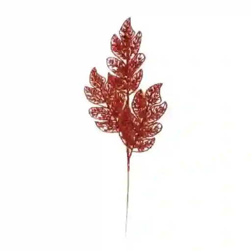 Hoja Navideña Purpurina Rojo 60 cm ES2488A-Red Finlandek