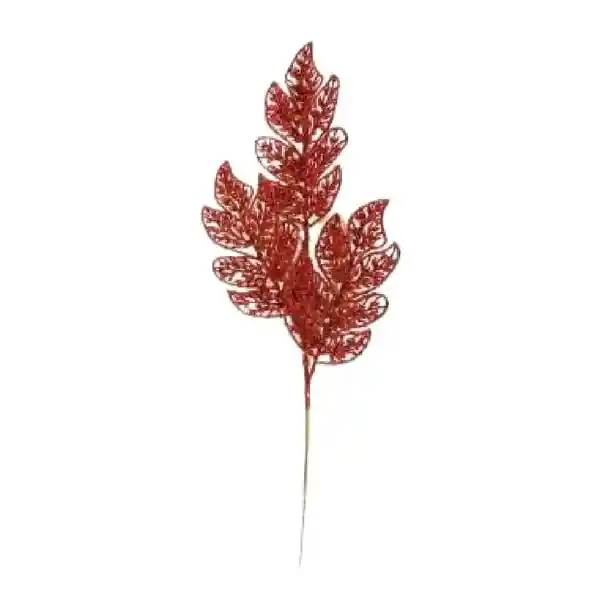 Hoja Navideña Purpurina Rojo 60 cm ES2488A-Red Finlandek