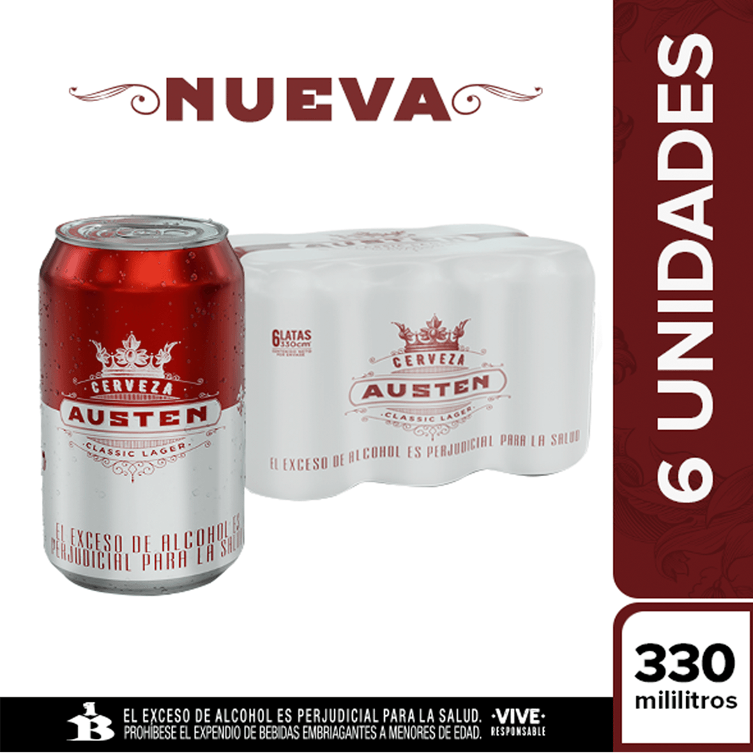 6 x Cerveza Austen Classic Lager 330 ml