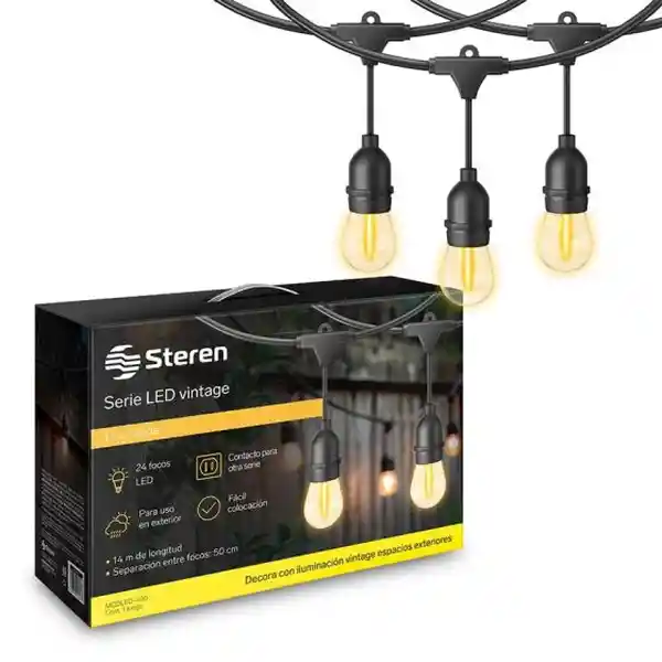 Steren Serie de 24 Focos Led Vintage Para Exteriores