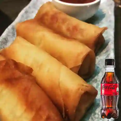 Combo Spring Roll de Pollo +Cocacola S/az 250ML
