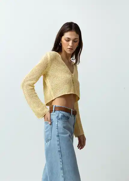 Blusa Tejido Mujer Amarillo Venecia Talla M Naf Naf