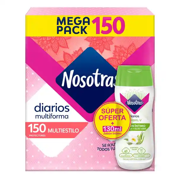 Nosotras Protectores Diarios Multiestilo+ Jabón Íntimo Frescura Extrema