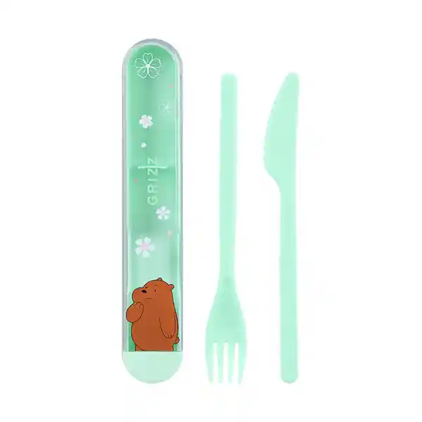 Miniso Set de Cubiertos Estuche Cuchillo y Tenedor Pardo