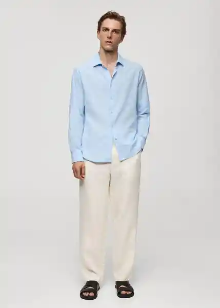 Camisa Emma Celeste Talla L Hombre Mango