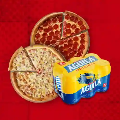 2 Pizza M + Sixpack de Águila 330 ml