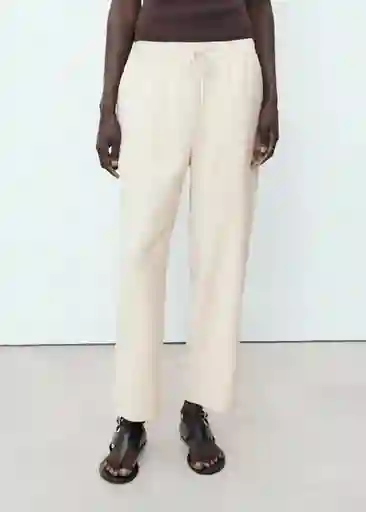 Pantalón Fluido Beige Talla XS Mujer Mango