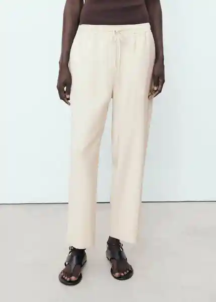 Pantalón Fluido Beige Talla XS Mujer Mango