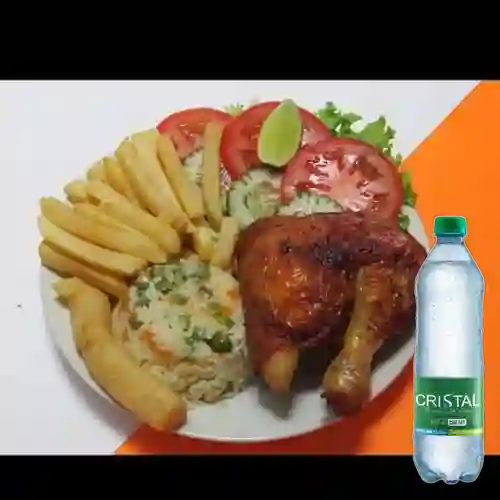 Bandeja Personal c/ Pollo +Agua Cristal C/Gas 600ml