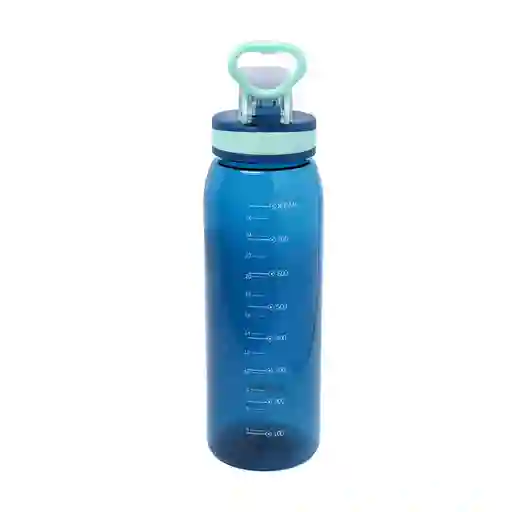 Miniso Botella de Plástico Para Deportes Con Asa Azul 900 mL