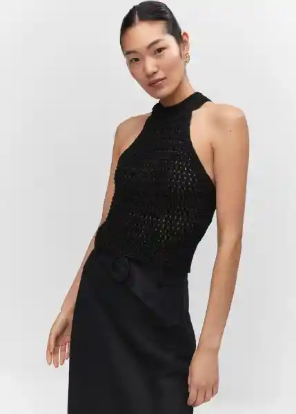 Top Hugo Negro Talla M Mujer Mango