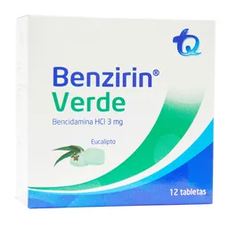 Benzirin Verde Eucalipto 12 Tableta(S)