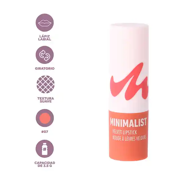 Lápiz Labial Velvet Serie Minimalist Serie 07 Miniso