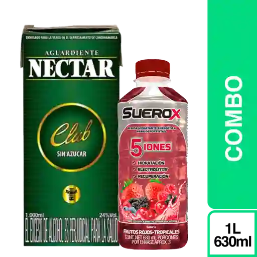 Combo Aguardiente Néctar Sin Azúcar 1 L + Suerox Frutos Rojos