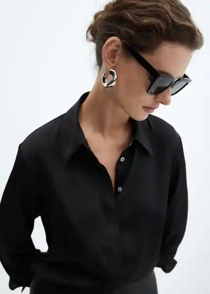 Camisa Ideale Negro Talla S Mujer Mango