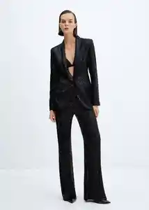 Blazer Americana Glitter Negro Talla XS Mujer Mango