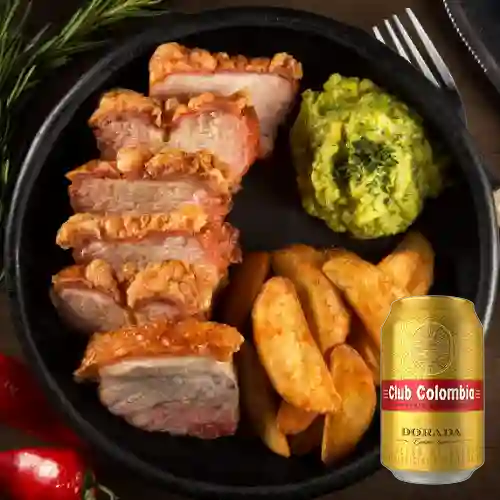 Combo Chicharrón Panceta de Cerdo + Club Col. Dorada 355ml