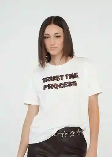 Camiseta Mujer Crudo Novia Claro Talla L 409g002 Naf Naf