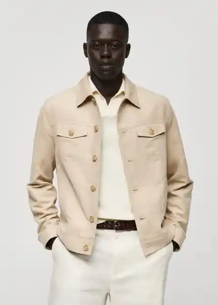 Chaqueta Benton Beige Talla L Hombre Mango