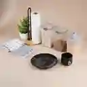 Plato de Cerámica Serie Silver Grey Negro Miniso