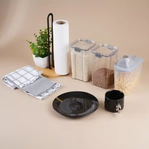 Plato de Cerámica Serie Silver Grey Negro Miniso