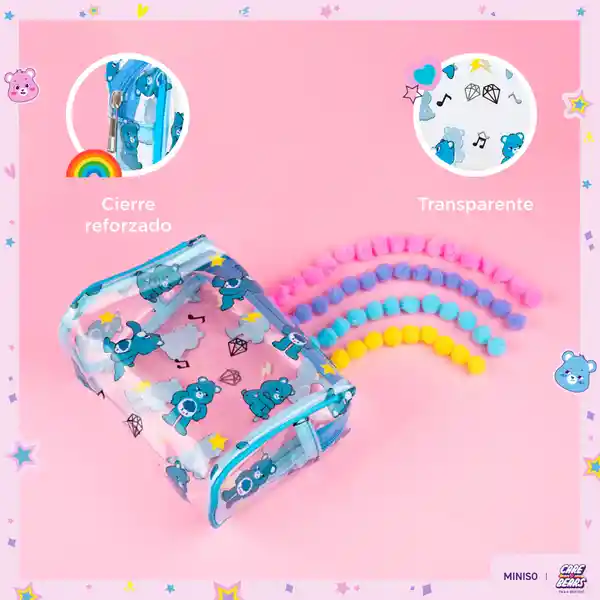 Cosmetiquera Care Bears Transparente Multi Print Azul Miniso