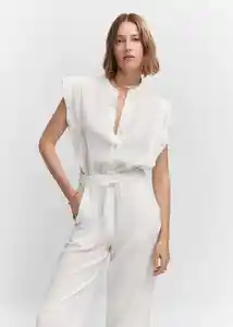 Enterizo Mono Bambula Blanco Talla M Mujer Mango