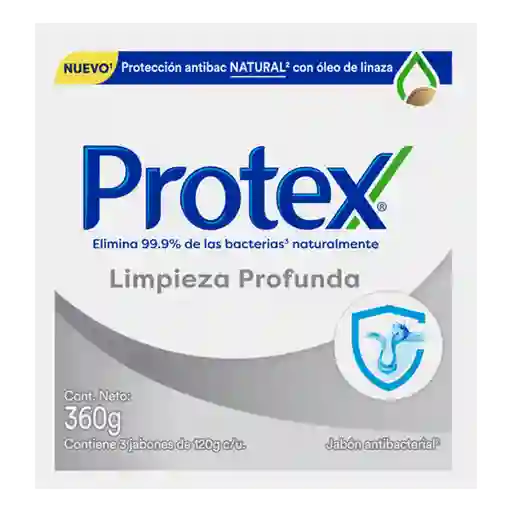 Jabón Antibacterial Protex Limpieza Profunda Barra 120 g x 3