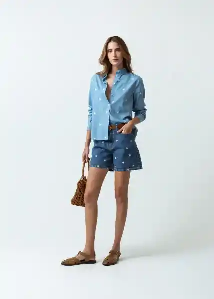 Camisa Mujer Azul Indigo Medio L Naf Naf