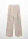 Pantalón Florida Beige Talla 42 Mujer Mango