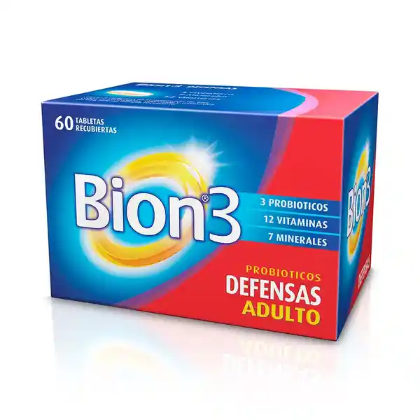 Bion3 Defensas Multivitaminico con Minerales y Probioticos 60 tabletas