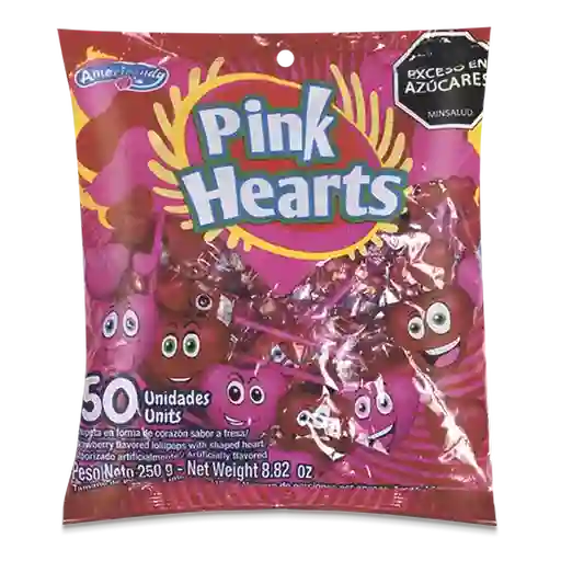 Pink Hearts Chupeta Sabor Fresa
