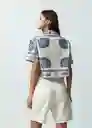 Camisa Buzin Mujer Azul Mezclilla Estampado Talla M Naf Naf