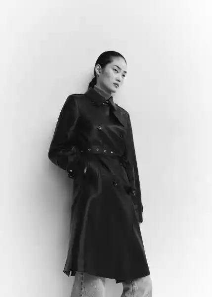 Abrigo Trench Polanapu Negro Talla XL Mujer Mango