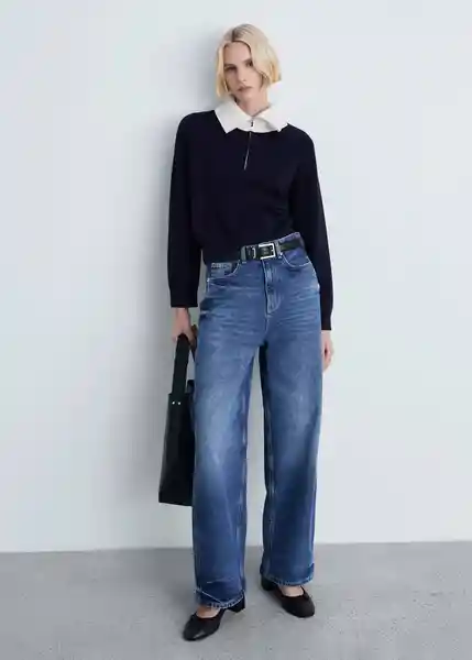 Jersey Latas Navy Talla XS  Mujer Mango