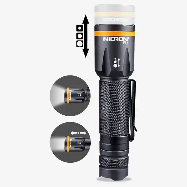 Nicron Linterna Outdoor Con Zoom Negra