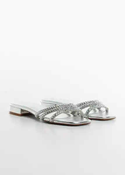 Sandalias Celeste-A Plata Talla 38 Mujer Mango