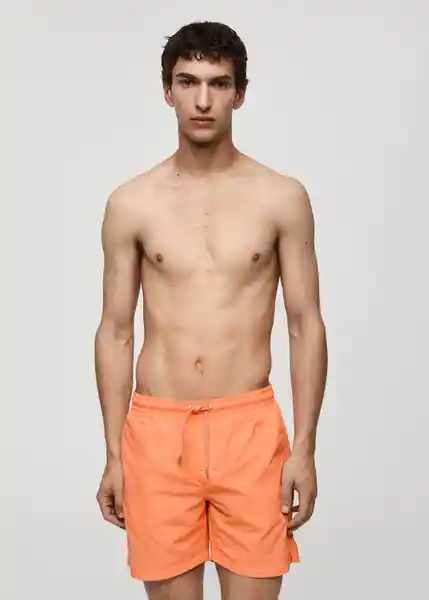 Short Bañador Liso Naranja Fluor Talla M Hombre Mango