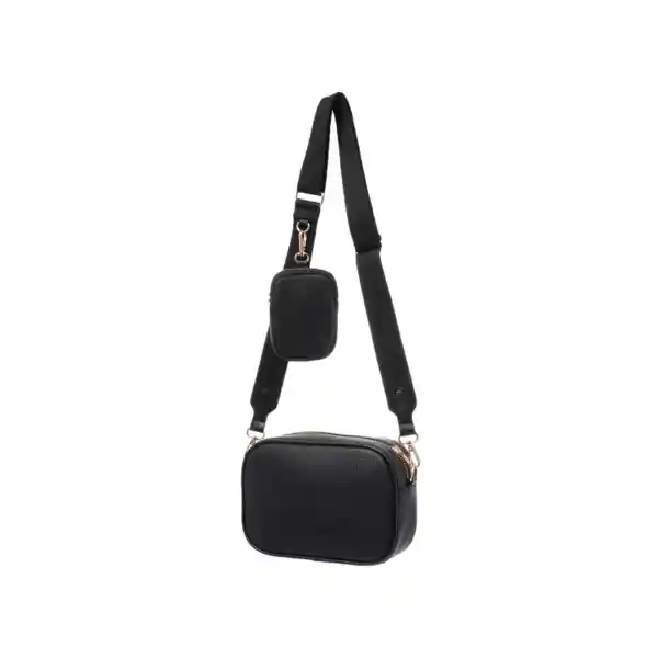 Bolso Crossbody y Monedero 2 en 1 Texturizado Negro Miniso