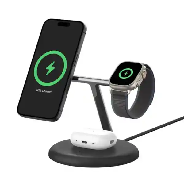 Belkin Base de Carga Qi2 3 en 1 15W Negro