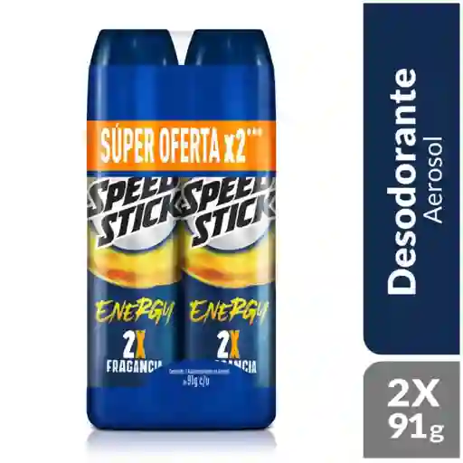 Desodorante Hombre Speed Stick Energy Aerosol 2 x 91 g