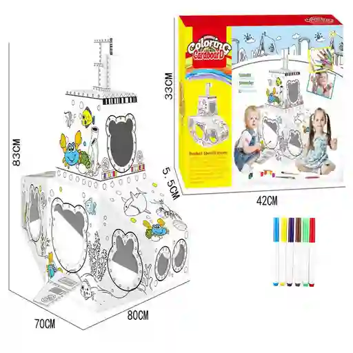 Masen Toys Juguete Submar 3d de Cartón Para Colorear YX6768-10