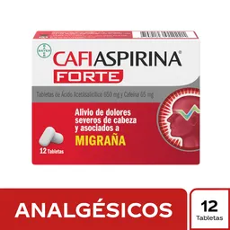 CafiAspirina Forte 650 mg Ácido Acetilsalicílico 65mg Cafeína Caja x 12 tab
