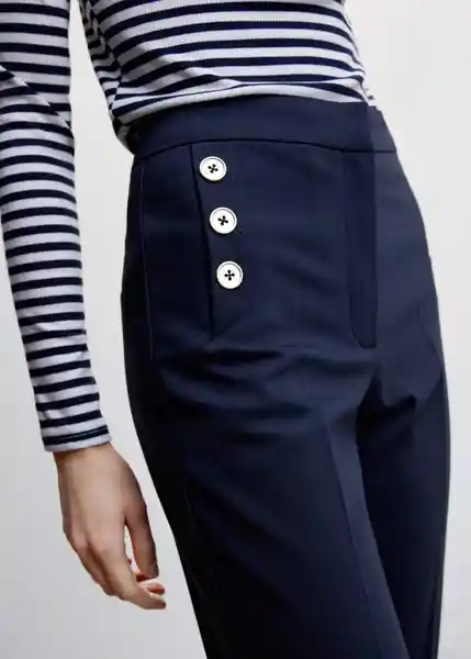 Pantalón Botones Navy Talla 32 Mujer Mango