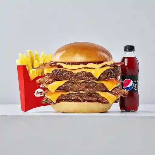 Combo Smash Queso Y Tocineta Triple