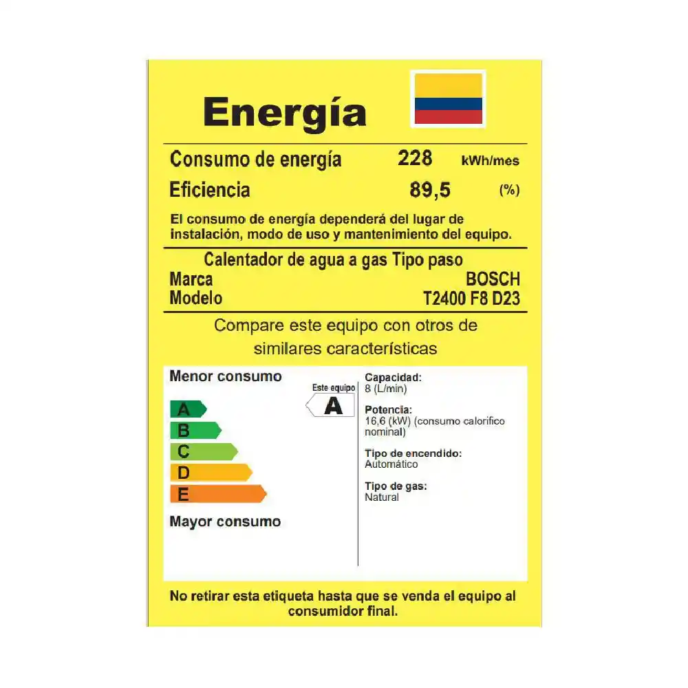 Bosch Calentador Gas Natural Tiro Forzado