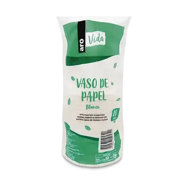 Aro Vaso de Papel Vida Blanco 9 oz