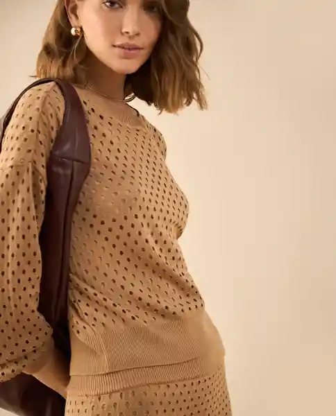 Blusa Tejido Duna Medio Café Talla S 462G106 Esprit