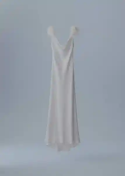 Vestido Plumita Blanco Talla M Mujer Mango