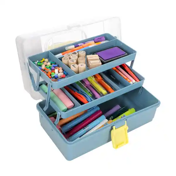 Caja Organizadora Con Bandejas Escolar de Plástico Casaideas